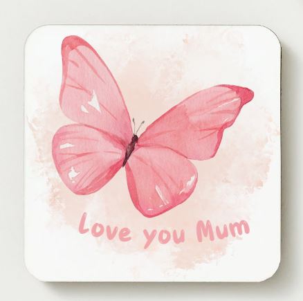 Love you Mum Ceramic Coaster - Butterfly 2