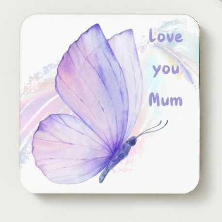 Love you Mum Ceramic Coaster - Butterfly 3