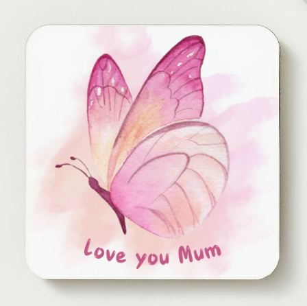 Love you Mum Ceramic Coaster - Butterfly 4