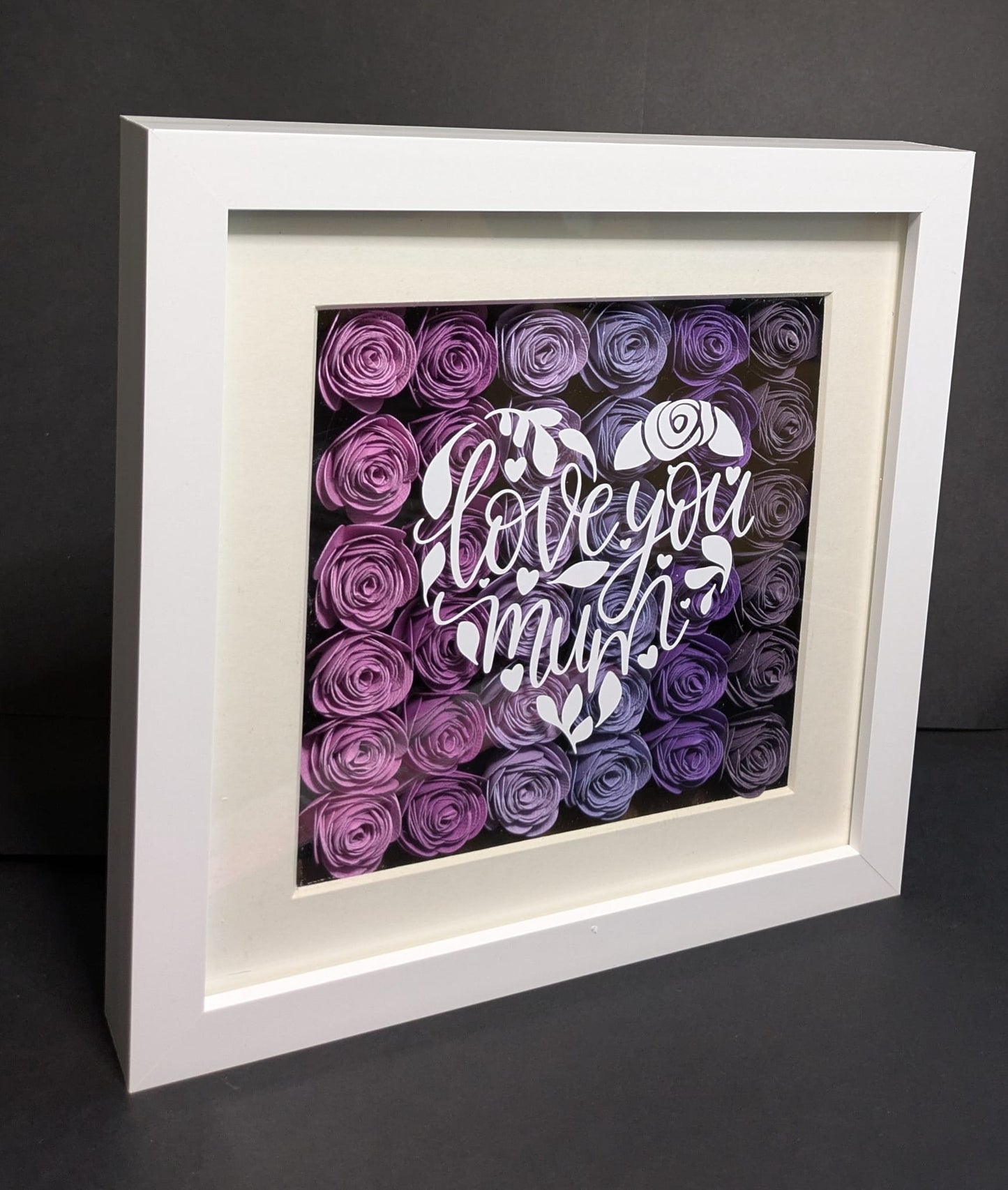 Shadow Box - Love you Mum - Purple Roses