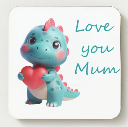 Love you Mum Ceramic Coaster - Dinosaur