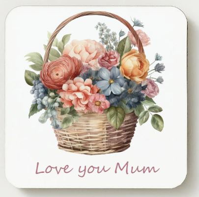 Love you Mum Ceramic Coaster - Flower Basket 1