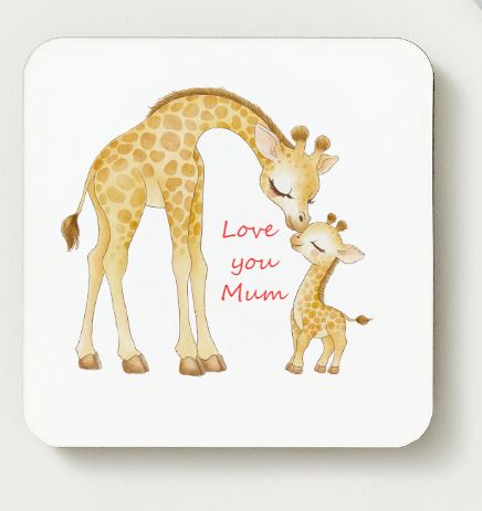 Love you Mum Ceramic Coaster - Giraffe