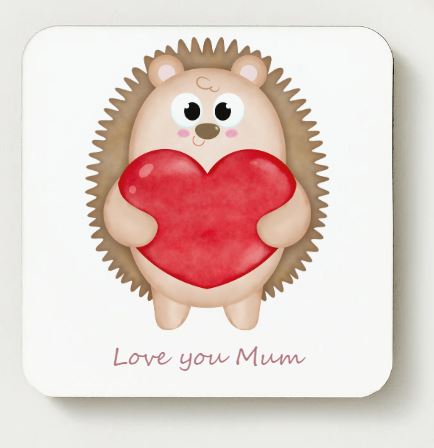 Love you Mum Ceramic Coaster - Hedgehog