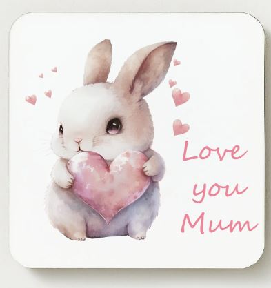 Love you Mum Ceramic Coaster - Rabbit