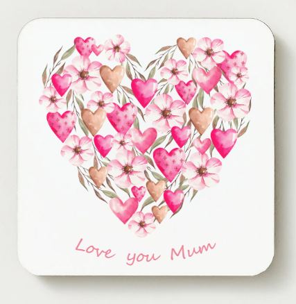 Love you Mum - Mothers Day Mug Set - Heart & Flowers 3