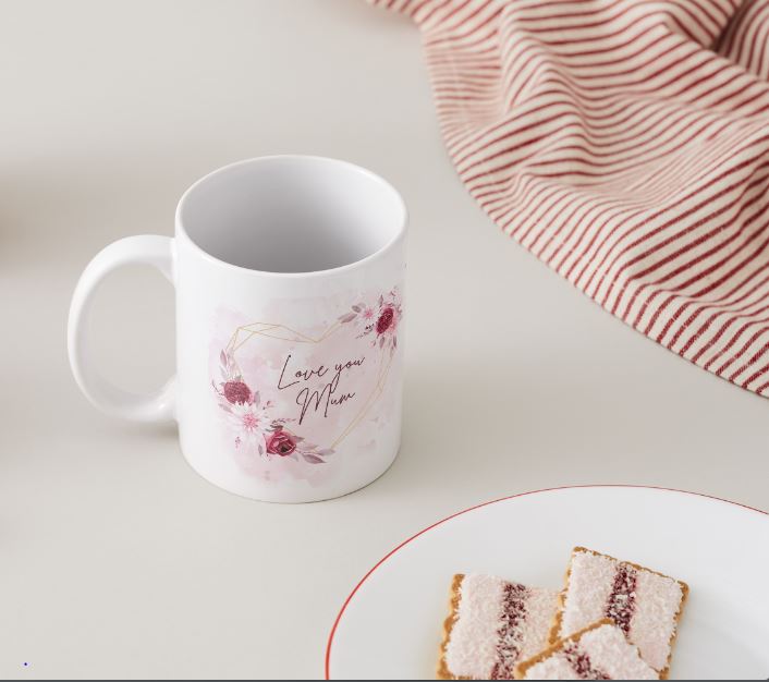 Love you Mum - Mothers Day Mug Set - Heart & Flowers 2