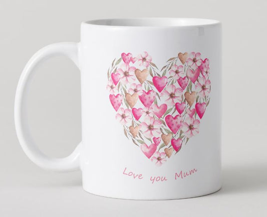 Love you Mum Mug - Heart & Flowers 3