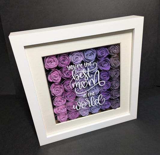 Shadow Box - You're the Best Mum in the World - Purple Roses